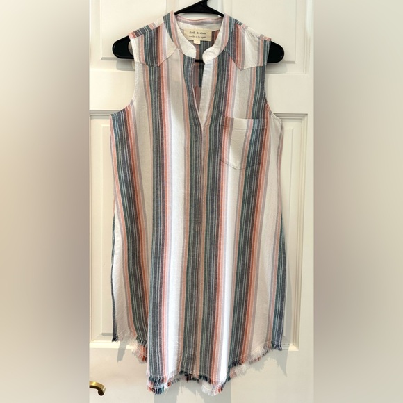 Anthropologie Cloth & Stone Striped Sleeveless V-Neck Shirt Dress - Size Small - Picture 3 of 15